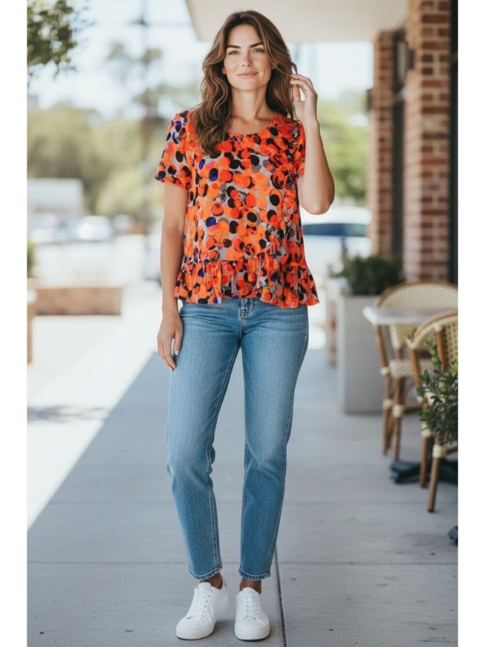 HD In Paris Anthropologie 100% Silk Blouse US 2 UK 06 Ruffle Peplum Polka Dot